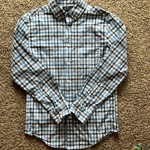 Young men’s button down plaid shirt